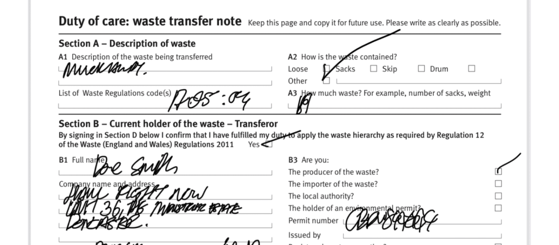 Waste Transfer Note